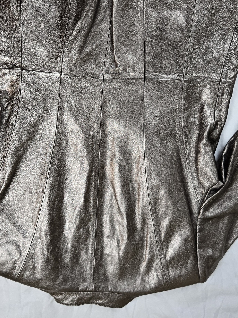 Lafayette 148 New York 100% Leather Metallic Gold Jacket Women's Size 6 Luxury - Picture 12 of 13